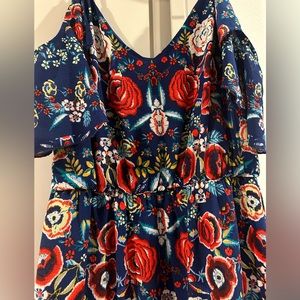 Francesca’s Miami floral print blue maxi dress